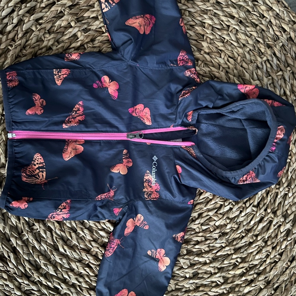 Columbia Youth Navy Jacket with Red Butterfly Accents